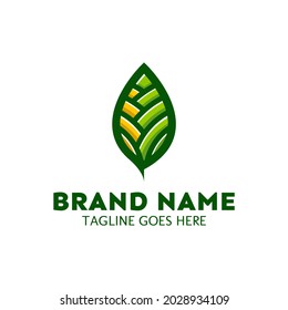 Abstract colorful leaf vector design logo template. Fit for wheat farm, natural harvest, agronomy, rural country farming field