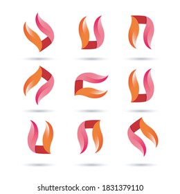 Abstract colorful leaves design. alphabet letters design vector template