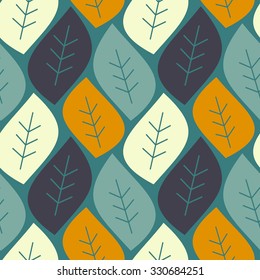 abstract colorful leaves on blue background vector seamless pattern illustration