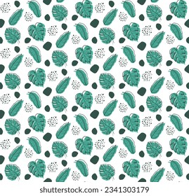 Abstract. Colorful leaves pattern seamless summer background. Vector.