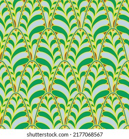 Abstract colorful leaves seamless pattern element. Elegant texture for backgrounds. Multicolor doodling print for banner, card, invitation, textile, fabric, wrapping paper. Vector illustration