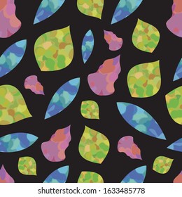 Abstract colorful leaves seamless vector pattern for wallpaper, wrapping and textile.