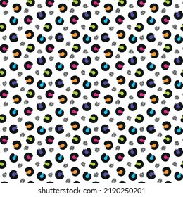 Abstract colorful leopard seamless pattern. Animal skin camouflage background design. Vector illustration.