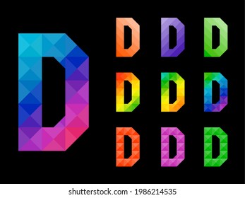 Abstract colorful letter D 3D icon logo set. Suitable for corporate or app identity design isolated on black background.