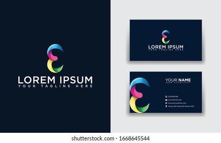 Abstract Colorful Letter E Logo & Business Card Template