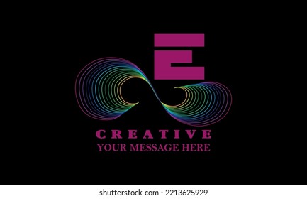 Resumen del logo de la letra colorida E. Símbolo de monograma creativo lineal.