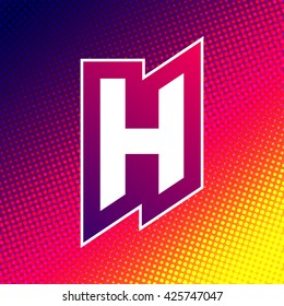Abstract colorful letter H on halftone background. Vector design template element for your identity or application