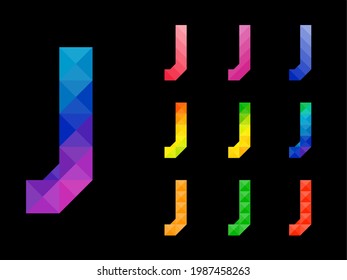 Abstract colorful letter J 3D icon logo set. Suitable for corporate or app identity design isolated on black background.