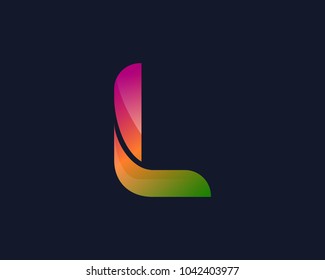Abstract colorful  letter L  logo icon.  for corporate identity design isolated on dark background