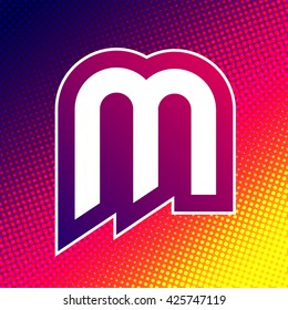 Abstract colorful letter M on halftone background. Vector design template element for your identity or application