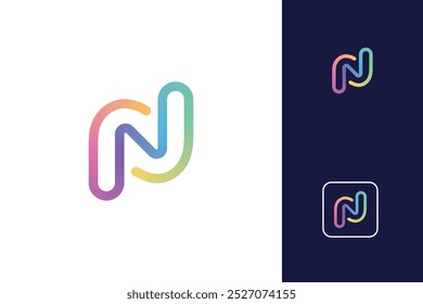 abstract colorful letter n logo design vector template