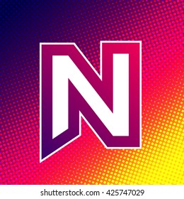 Abstract colorful letter N on halftone background. Vector design template element for your identity or application