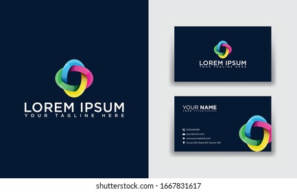 Abstract Colorful Letter O Logo & Business Card Template