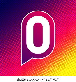 Abstract colorful letter O on halftone background. Vector design template element for your identity or application