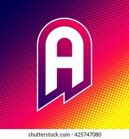 Abstract colorful letter A on halftone background. Vector design template element for your identity or application