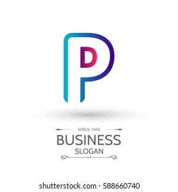 abstract colorful letter p logo design for business company in low poly art style 