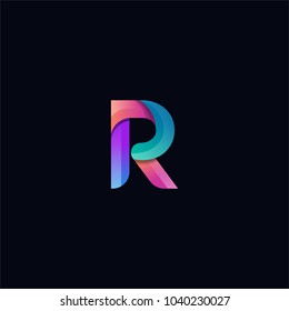 Abstract colorful  letter R  logo icon.  for corporate identity design isolated on dark background.