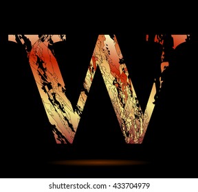Abstract colorful letter W isolated over the black background.