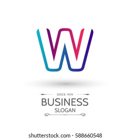 abstract colorful letter w logo design for business company in low poly art style 