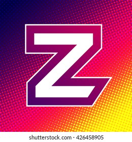 Abstract colorful letter Z on halftone background. Vector design template element for your identity or application