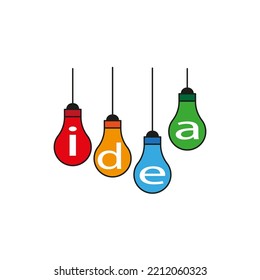 Abstract colorful light bulb idea. Bulb light icon - idea sign, solution. Creative concept idea. Vector illustration. stock image. 