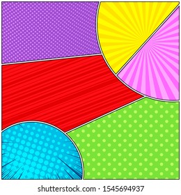 Abstract colorful light composition with halftone dotted radial lines rays effects. Vector illustration