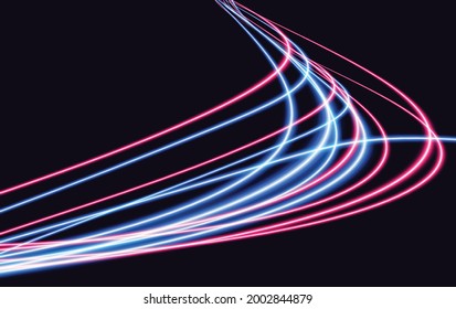 Abstract colorful light trails with motion blur effect. Speed background. light concept design. Vector illustration