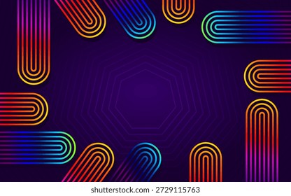 Ilustrador de fundo colorido abstrato círculo linha. Modelo de plano de fundo de linhas coloridas.