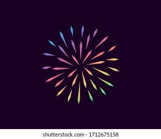 Abstract Colorful Line Circle Logo Icon Design Modern Minimal Style Illustration. Firework 3d Sphere Planet Direction Explosion Vector Emblem Sign Symbol Mark Logotype.