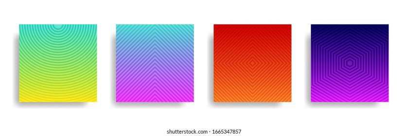 Abstract colorful line design background set, graphic banner cover and advertising design layout template. Eps10 vector.