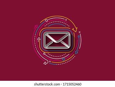 Abstract colorful line pattern design Email icon web design element.