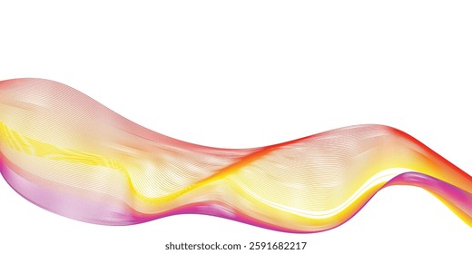 abstract colorful line wave background on white background