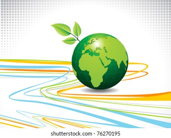 abstract colorful line wave with globe vector illustration