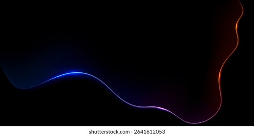 Abstract colorful line wave shine on the black background