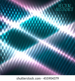 Abstract Colorful Linear Pattern. Volumetric Stripes with Neon Lighting. Vector. 3d Illustration