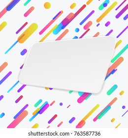 Abstract colorful lines background with banner template. card over abstract trendy neon line shapes. Modern material design poster style. Vector illustration