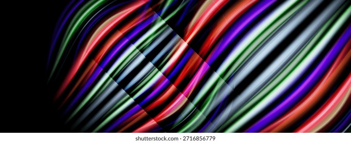 Abstractas líneas de colores crean un patrón de onda dinámico. Los tonos brillantes se mezclan, formando una experiencia visual fluida. Elemento de diseño moderno.