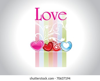 abstract colorful lines curve floral background with colorful romantic heart