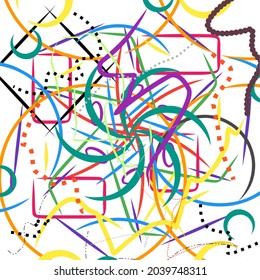 Abstract colorful lines and dots