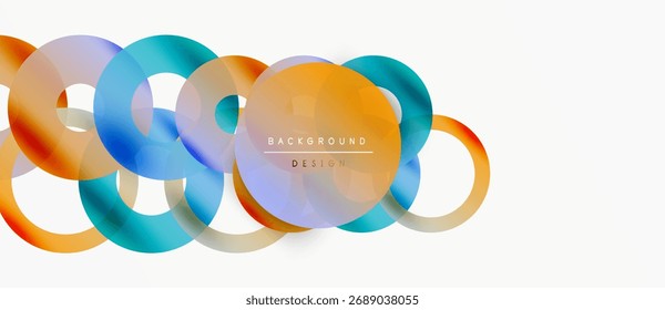 Abstract colorful lines form overlapping circles. Modern design element, suitable for backgrounds, presentations. Bright gradients present dynamic visual.
