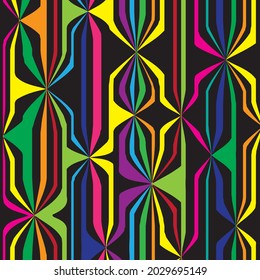 Abstract colorful lines on black background. Vector illustration