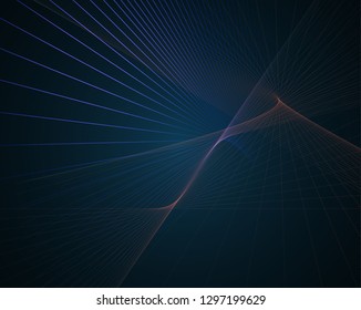 Abstract colorful lines on dark background. Graphic concept for your design 