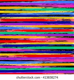 Abstract colorful lines pattern on black background vector illustration. Abstract brush stroke background