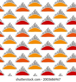 abstract colorful  lines and semicircles geometric seamless pattern, endless repeatable vector illustration texture background