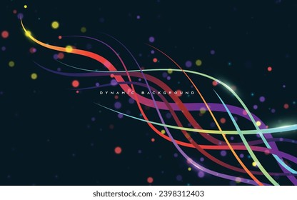 Abstract colorful lines shape background with sparkling light