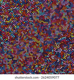 LINHAS COLORIDAS PADRÃO DE TURING PADRÃO ÁSPERO DESIGN REAÇÃO DIFUSÃO FUNDO ESCURO VETOR BOM PARA PAPEL DE PAREDE, CAPA, PÔSTER 
