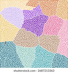 ABSTRACT COLORFUL LINES TURING PATTERN ROUGH DESIGN REACTION DIFFUSION BACKGROUND VECTOR GOOD FOR WALLPAPER, COVER,POSTER 