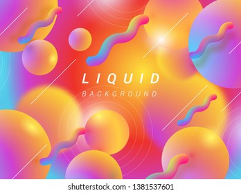 Abstract colorful liquid background. Flying fluid shapes composition. Vector illustration.