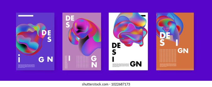 Abstract colorful liquid and curvy colors background for poster design. Blue, yellow, red, orange, pink and green. Vector banner poster template in Eps10.