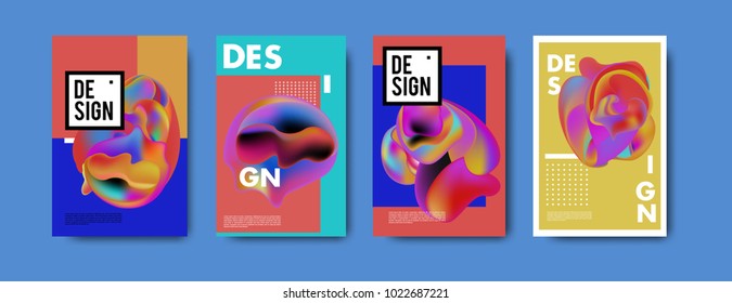 Abstract colorful liquid and curvy colors background for poster design. Blue, yellow, red, orange, pink and green. Vector banner poster template in Eps10.